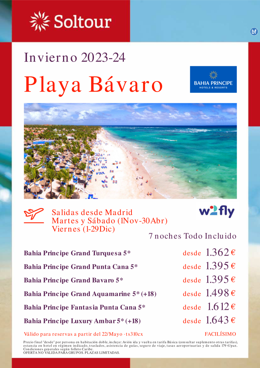Playa Bávaro - Invierno 23-24 hoteles Bahia Principe desde 1362€